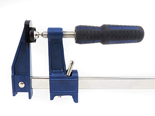 Set Taytools Medium Duty Adjustable Bar Clamps, Quick-Release Clutch Style American F Style, 2-1/2 Inch Throat Depth, Serrated Rail, Soft Grip Handle 450 Pounds Clamping pressure (2, 6 inch)