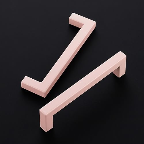 Ravinte Pink Square Cabinet Handles Drawer Pulls,5 Inch,30 Pack | Screws Included, Stainless Steel, Square Bar Grip, Easy Install, Kitchen Cabinet Hardware, For Cupboards, Drawers, Dressers - color: Pink