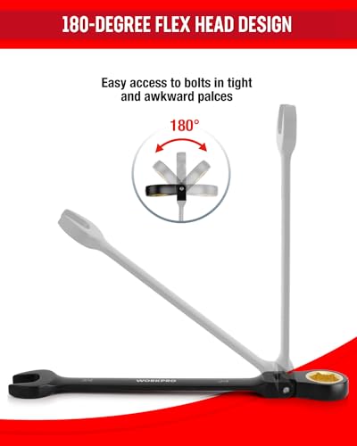 WORKPRO 8-piece Ratcheting Combination Wrench Set, SAE & Anti-Slip Tooth - size: SAE, style: Anti-Slip Tooth