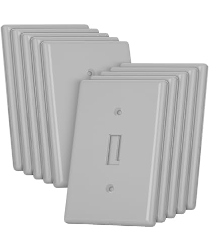 Bates- Light Switch Plates, 10 Pack, Light Gray, Light Switch Cover Plate, Single Switch Plate Cover - color: Light Gray, size: 10 Pack, Standard-Size
