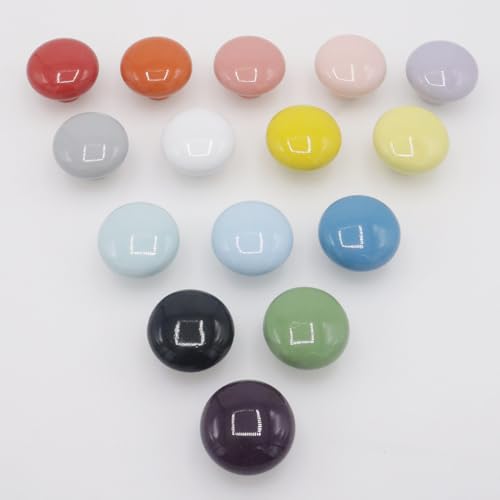10-Pack Ceramic Cabinet Knobs Watermelon Red 32mm Round Drawer Pull - color: Watermelon Red
