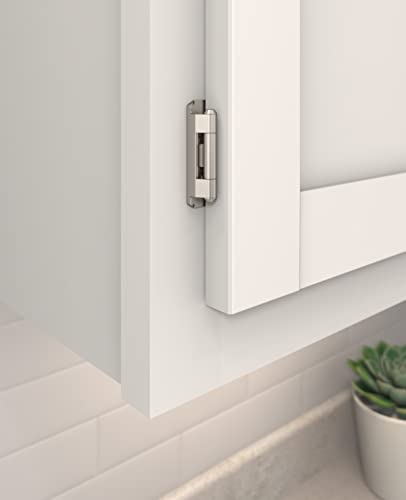Amerock 1 Pair 1/2" Overlay Satin Nickel Partial Wrap Cabinet Hinge - color: Satin Nickel, size: 1/2 Inch (13 mm) Overlay