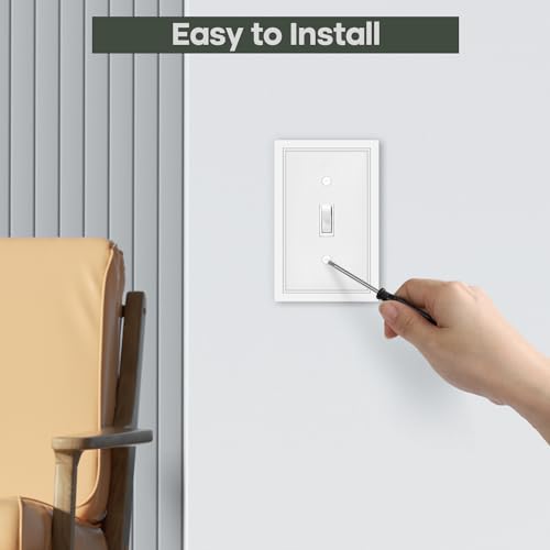 4 Pack White Decorative Single Toggle Light Switch Cover Plate - size: 1 Gang Single Toggle