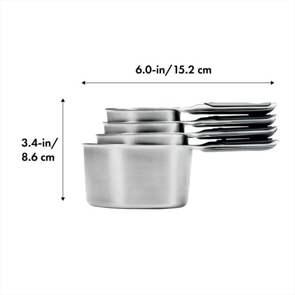 OXO Good Grips 4 Piece Stainless Steel Measuring Cups with Magnetic Snaps - size: 4 count, style: Cups