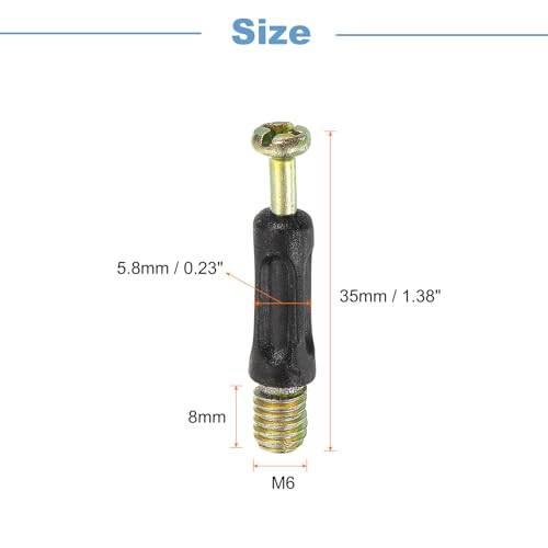 uxcell 45Pcs 35mm Furniture Connecting Fittings, Thread Bolts Dowels Screws, Metal Dowel Fitting Fasteners for Cabinet Drawer and Wardrobe Furniture, Black - size: 35mm