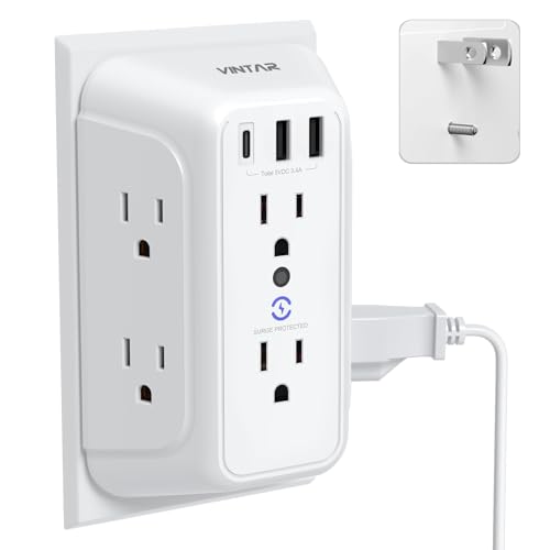 VINTAR 2 Prong to 3 Prong Outlet Adapter, 6 Outlet Extender with 3USB Ports - style: A4: 1 Pack - 6AC+2A1C
