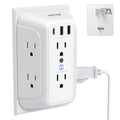 VINTAR 2 Prong to 3 Prong Outlet Adapter, 6 Outlet Extender with 3USB Ports - style: A4: 1 Pack - 6AC+2A1C