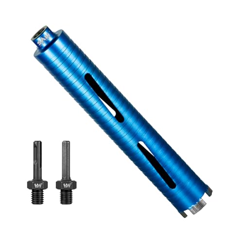 SALI Diamond Core Drill Bits 1 3/4" Diameter 10"/254mm Drilling Depth 5/8-11" Thread Core Bit Turbo Laser-Welded Segments for Cured Concrete with, Brick, Block, Masonry, with Two Adapters - size: 1 3/4 inch
