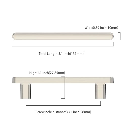 Asidrama 10 Pack 3.75 Inch(96mm) Brushed Satin Nickel Kitchen Cabinet Handles, Cabinet Pulls Kitchen Cabinet Hardware for Cupboard Drawer Pulls - color: Brushed Satin Nickel, size: 3.75" Hole Center, style: 10 Pack