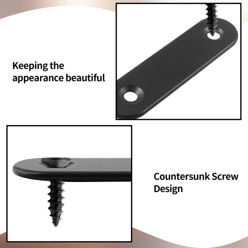 Jiozermi 12 Pcs Straight Brace, 2.4" x 0.6", Stainless Steel - size: Black, 2.4” x 0.6”, 12 Pcs