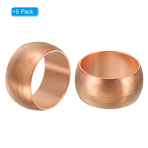 PATIKIL 10mm Tube OD Compression Sleeves Ferrules, 5 Pack Copper Ferrule Fitting Compression Fitting Assortment Kit for Air Water Gas - size: 10mm