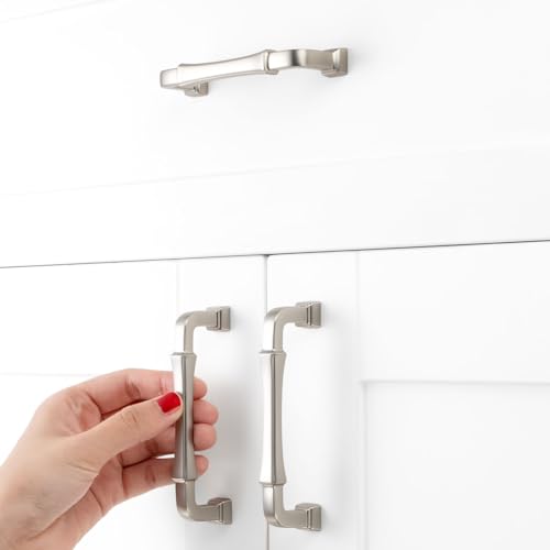 3-3/4 Inch Brushed Nickel Cabinet Pulls Kitchen Handle 10 Pack 3175 - color: Brushed Nickel, size: 3-3/4 In Hole Distance