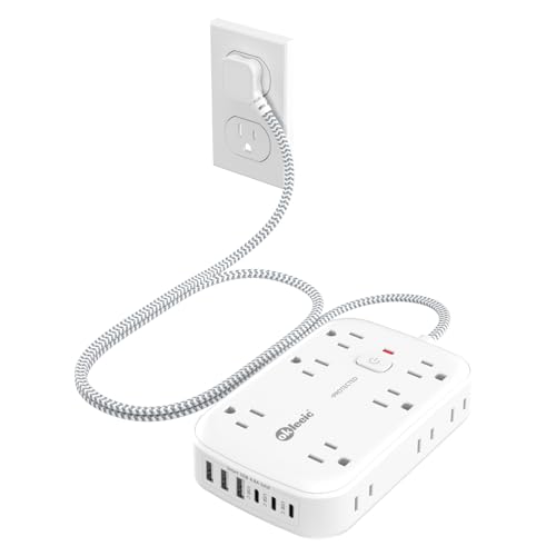 3FT Flat Multi Plug Extender 12 AC Outlets with 6 USB Wall Charger(3 USB C) - size: 3 FT, style: 12AC+3U3C