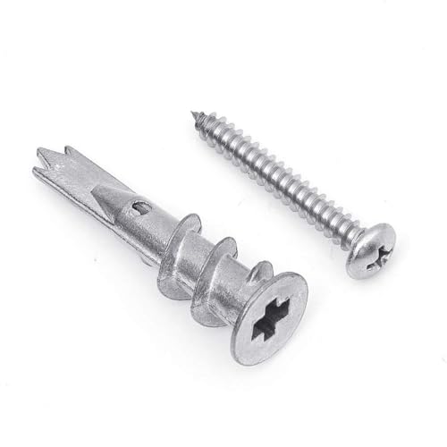 AXK 120pcs/set Drywall Anchor Zinc Alloy Self Drilling Hollow wall Anchor with Screw Stud Anchor for Wall Hanging - size: 120PCS--One Size