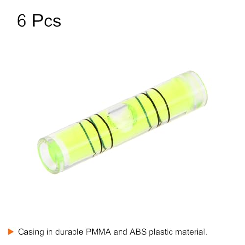 HARFINGTON 6pcs Small Cylindrical Bubble Level Vials 6.3x29mm PMMA Mini Horizontal Bubble Spirit Level Measuring Layout Tools for RV TV Picture Frame Hanging Tool Leveler - size: 6.3x29mm