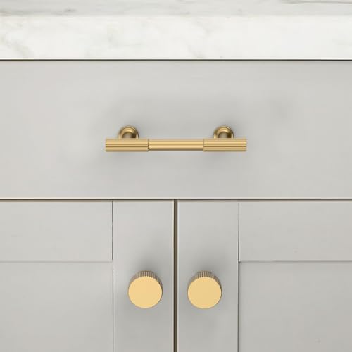 10 Pack Brushed Brass Cabinet Pulls 3 Inch(76mm) Kitchen Cabinet Handles Solid Zinc Alloy Cabinet Hardware Drawer Pulls - color: Brushed Brass, size: 3" Hole Center