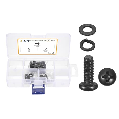 DTGN M5-0.8x16mm Phillips Pan Head Machine Screw W/Washer Black 60Pcs - size: M5-0.8x16mm