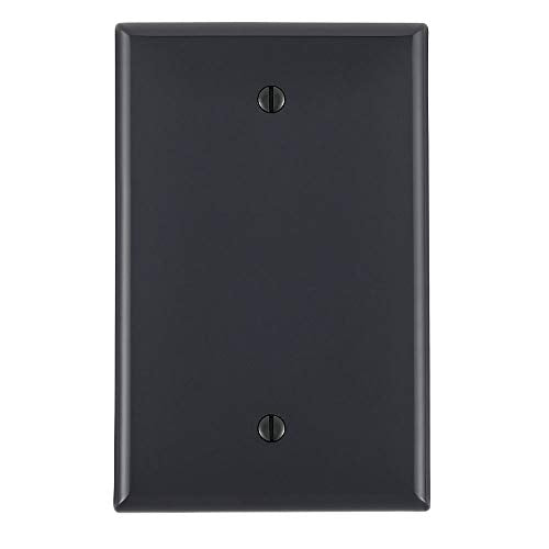 Leviton 1-Gang Blank Wallplate, Midway Size, PJ13-E, Black - color: Black