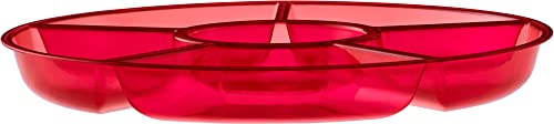 Plasticpro 6 Sectional Round Plastic Serving Tray/Platter (2, Red) - color: Red