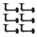 Storystore Industrial Pipe Shelf Brackets, 6 Pack Iron L-Shaped Shelving Brackets for 7-14 inches Board, Heavy Duty Metal Shelving Bracket - Black DIY Pipe Shelves (6.5 x 3.5 Inch) - size: 6 Pcs ( for board depth 7"-14")