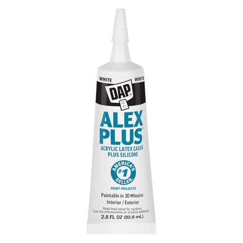 DAP Alex Plus Acrylic Latex Caulk, White, 2.8 oz (7079800956)