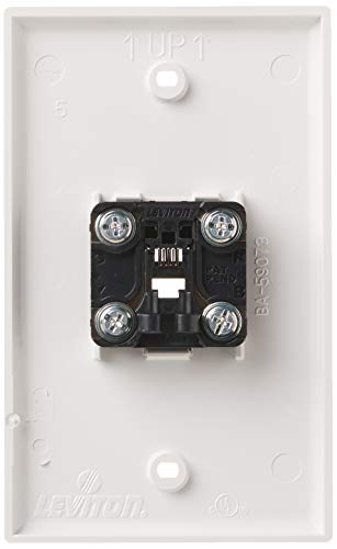 Leviton Standard Telephone Wall Jack, 6P4C, Screw Terminals, 40249-W, White - size: Leviton