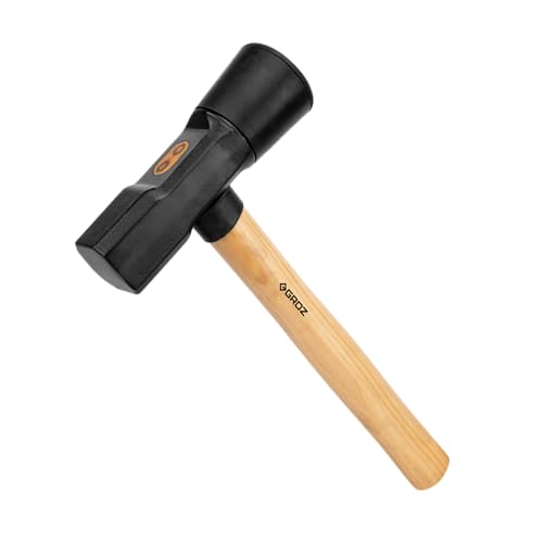 Groz 5.5 lb Tire Service Hammer with 16" US Hickory Handle, Dual Forged Steel and Cured Rubber Head, Non-Marring Lock Ring Tool for Cars Trucks Tractors (34780)