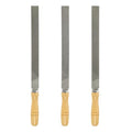 HARFINGTON 3pcs Flat Cut File 12" Double Cut Teeth High Carbon Steel Hand Rasp File with Wood Handle for Metal Wood Deburring Removing - size: 12"