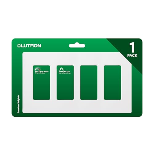 Lutron Claro Light Switch Cover Plate, 4 Gang Wallplate, Gloss - color: White, size: 1 Pack