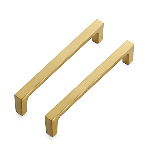 Ravinte Brushed Brass Solid Pulls Cabinet Handles 5 Inch 10 Pack - size: 5 Inch Hole Center