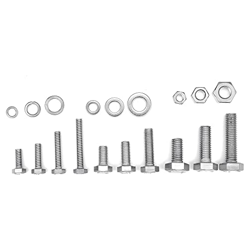 340Pcs M6/M8/M10 Hex Nuts Bolts Set 304 Stainless Steel Short Bolts - color: K13 Short Sets-Silver