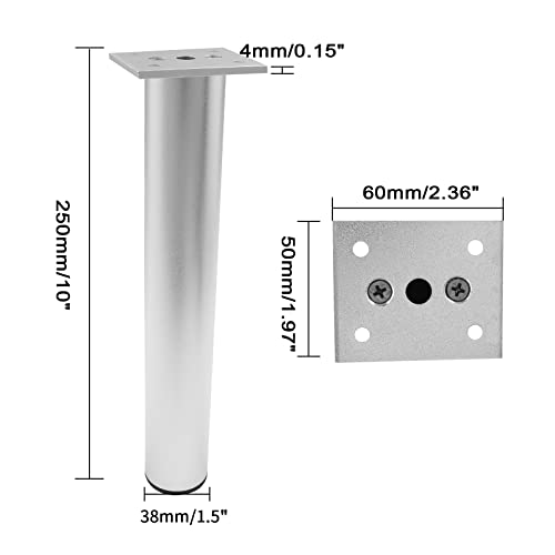 4-Pcs Adjustable Aluminum Alloy Furniture Legs 10" Height Silver - color: Silver, size: 10 Inch