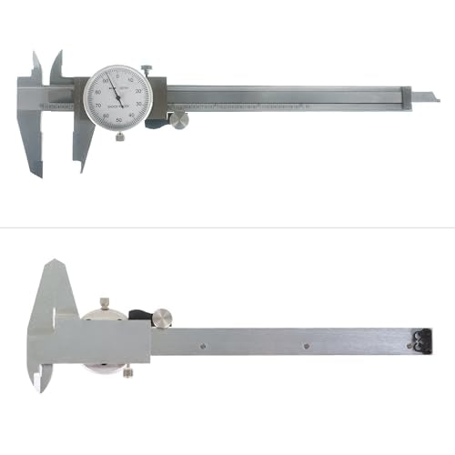 0-6 inch Dial Caliper Measuring Tool Imperial Stainless Steel 4-Way Dial Caliper 0.001" Shockproof with Plastic Case