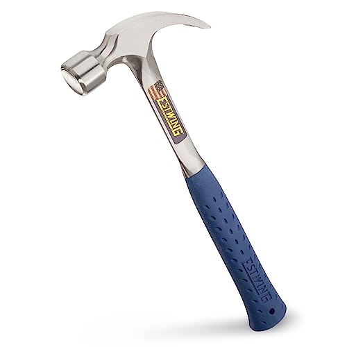 Estwing Framing Hammer - 22 oz Curved Claw with Smooth Face & Shock Reduction Grip - E3-22CR - size: 22 oz Standard Handle, style: Smooth Face