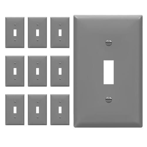 ENERLITES 10 Pack Light Switch Cover Plate for Toggle Wall Switch, Gray - color: Gray, size: 10 Pack