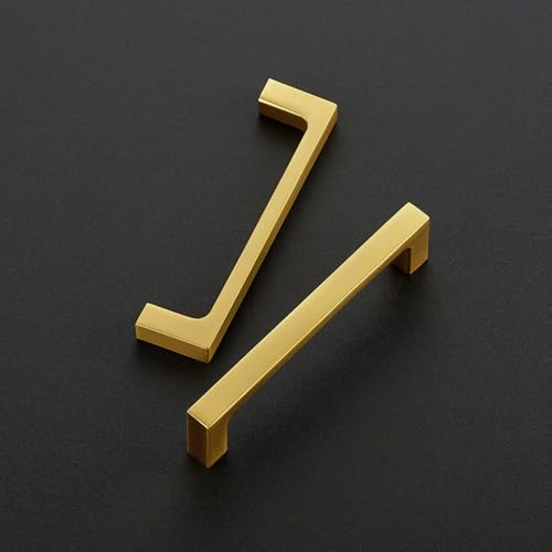 Ravinte Brushed Brass Solid Pulls Cabinet Handles 4 Inch 5 Pack - size: 4 Inch Hole Center