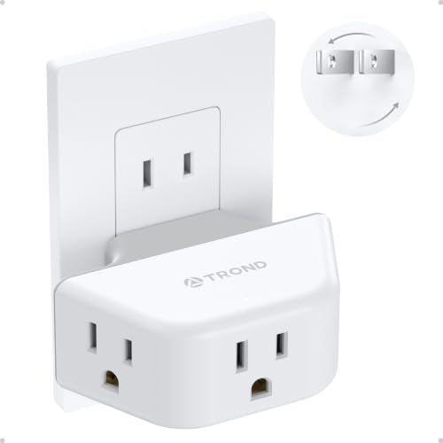 TROND 2 Prong to 3 Prong Outlet Adapter with 360 Rotating Plug - color: White, size: 3AC-2 Prong (Rotating Plug), 1 Pack