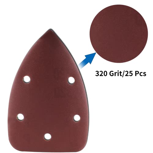 25 Pcs Mouse Detail Sander Sandpaper, 320 Grit, 5 Hole - size: 320 Grit - 25 Pcs