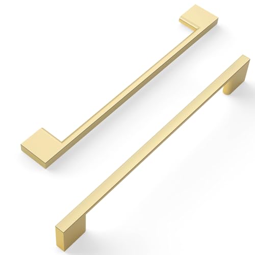 Amerdeco 10 Pack Brushed Gold Cabinet Pulls 7.5" - color: Brushed Gold, size: 7.5" hole center