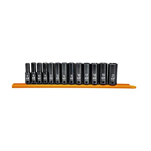 GEARWRENCH 13 Pc. 3/8" Drive 6 Pt. Deep Impact Socket Set, Metric - 84914N - size: 3/8"
