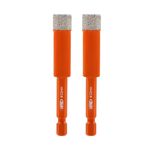 BGTEC Dry Diamond Drill Bits 2pcs 1/2 Inch 12mm with Quick Change Hex Shank for Granite Marble Porcelain Tile Ceramic - size: 12mm
