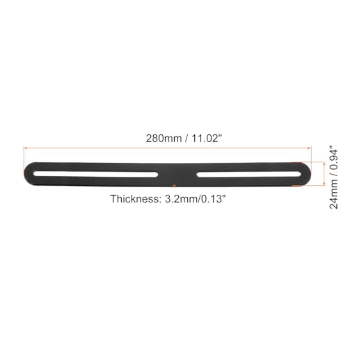 uxcell 2Pcs Adjustable Flat Mending Plate Support with Slot, 11.02 x 0.94 Inch Stainless Steel Slotted Straight Brace Brackets for Wooden Furniture, Black
