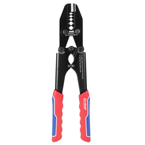 iCrimp Heavy Duty Copper Lug Crimping Tool, for AWG 8,6,4,2,1 Gauge Battery Cable Ring Terminal Ends with Built-in Cable Cutter - size: AWG8-1
