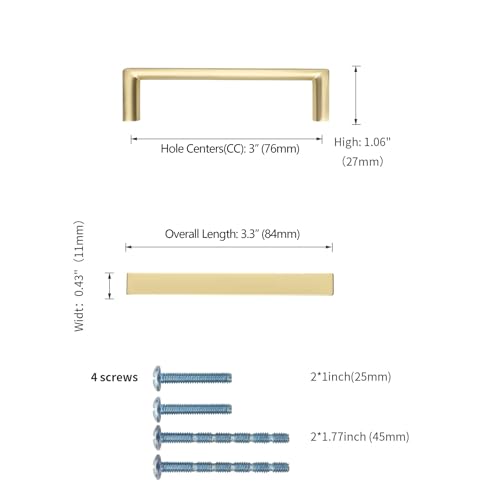 10 Pack 3 Inch(76mm) Gold Cabinet Pulls, Kitchen Hardware | Heavy-Duty Solid Zinc, Easy to Install, Good Scratch Resistance, Durability, Kitchen Cabinet Pulls for Drawers Dressers - color: Gold, size: 3"/76MM Hole Center, style: 10 Pack
