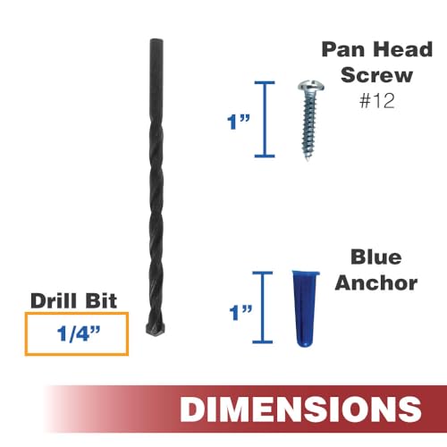 Skywalker Conical Anchor Kit Pan Head Screws with Blue Plastic Anchors & Drill Bit – Wall Anchor Set – Made in USA (100, #12-1") - size: #12