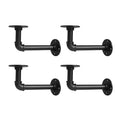 Storystore Industrial Pipe Shelf Brackets, 4 Pack Iron L-Shaped Shelving Brackets for 7-14 inches Board, Heavy Duty Metal Shelving Bracket - Black DIY Pipe Shelves (6.5 x 3.5 Inch) - size: 4 Pcs ( for board depth 7"-14")