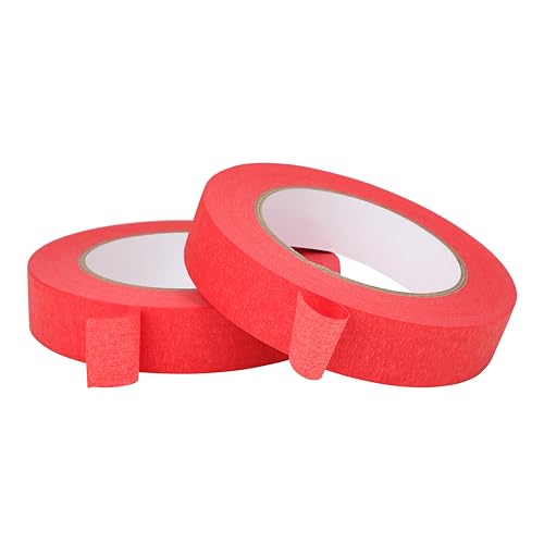 2 Pack Red Painters Tape 1 inch Wide Red Masking Tape Paint Tape Paper Tape 1 inch x 55 Yards x 2 Rolls (110 Yards in Total) - color: Red, size: 1 Inch (2-Pack)
