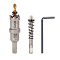 7/8" (22mm) Tungsten Carbide Tipped Hole Saw with 2Pcs Titanium-Plated Pilot Drill Bits for Hard Metal,Stainless Steel,Iron,Aluminum Alloy,Wood and Plastic - size: 22mm | 7/8"