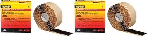 3M 2228-1X10FT 054007507277 1x10 Rubb Mastic Tape, 1x10FT (Pack of 2) - size: 1 in x 10 ft (Pack of 2)