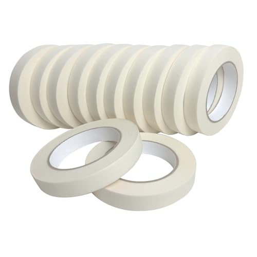 Lazybug studio Masking Tape 0.75 Inch, 12 Pack White Masking Tape, 3/4 Inch x 55 Yards x 12 Rolls，660 Yards in Total - size: 0.75 Inch Wide